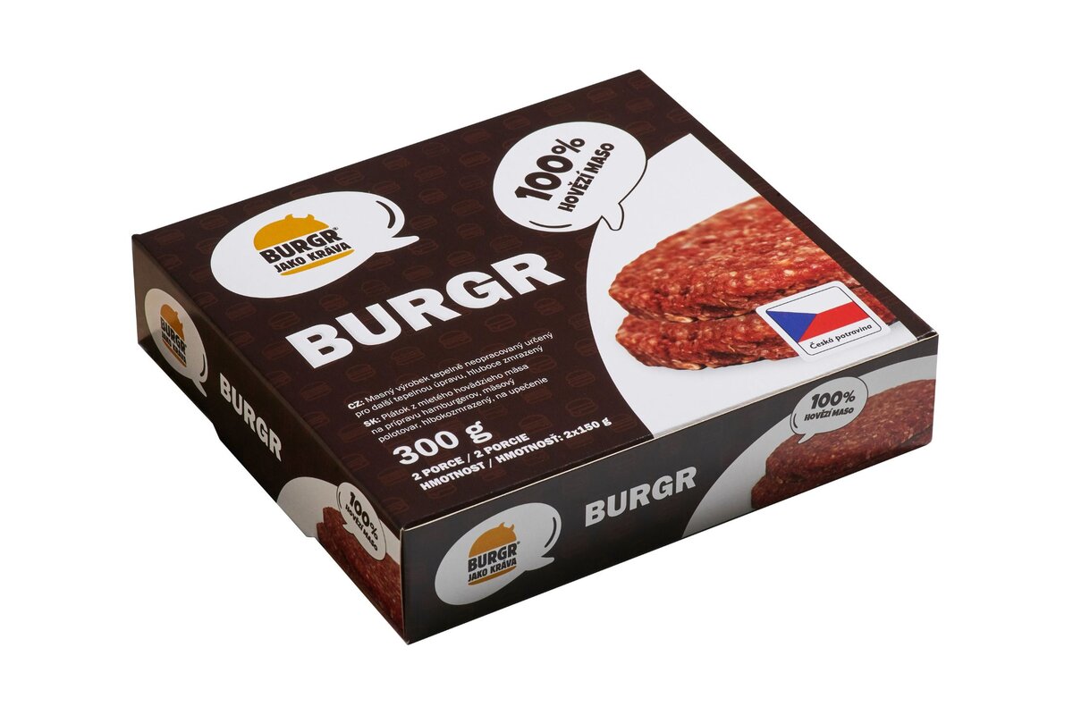 Hovädzie mäso na Hamburger mrazené 300 g (2 x 150 g) Burgr jako kráva